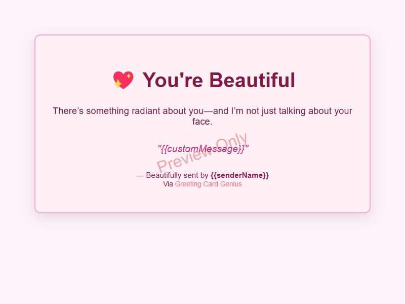 You're Beautiful Card Preview